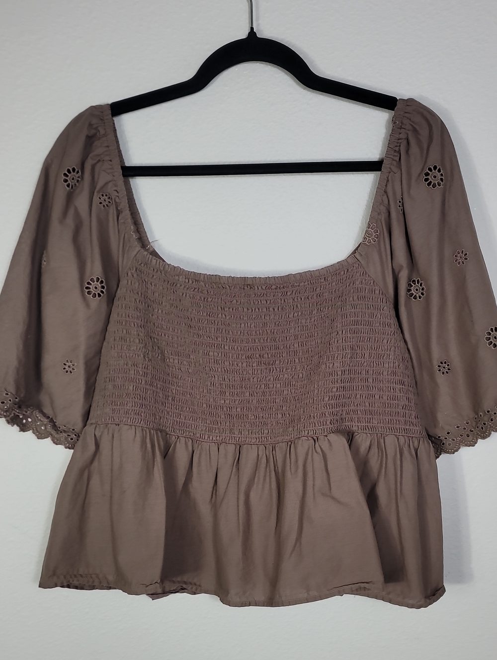 American Eagle Eyelet Babydoll Top Size XXL Brown - Picture 9 of 11